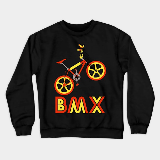 Red & Yellow BMX Burner Crewneck Sweatshirt by Paulychilds